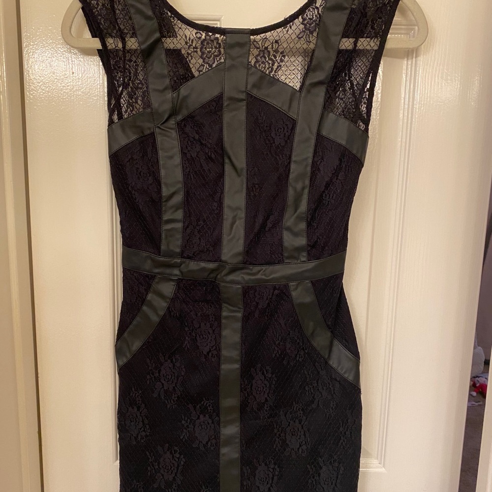 Akira black mini with fake leather and lace detail